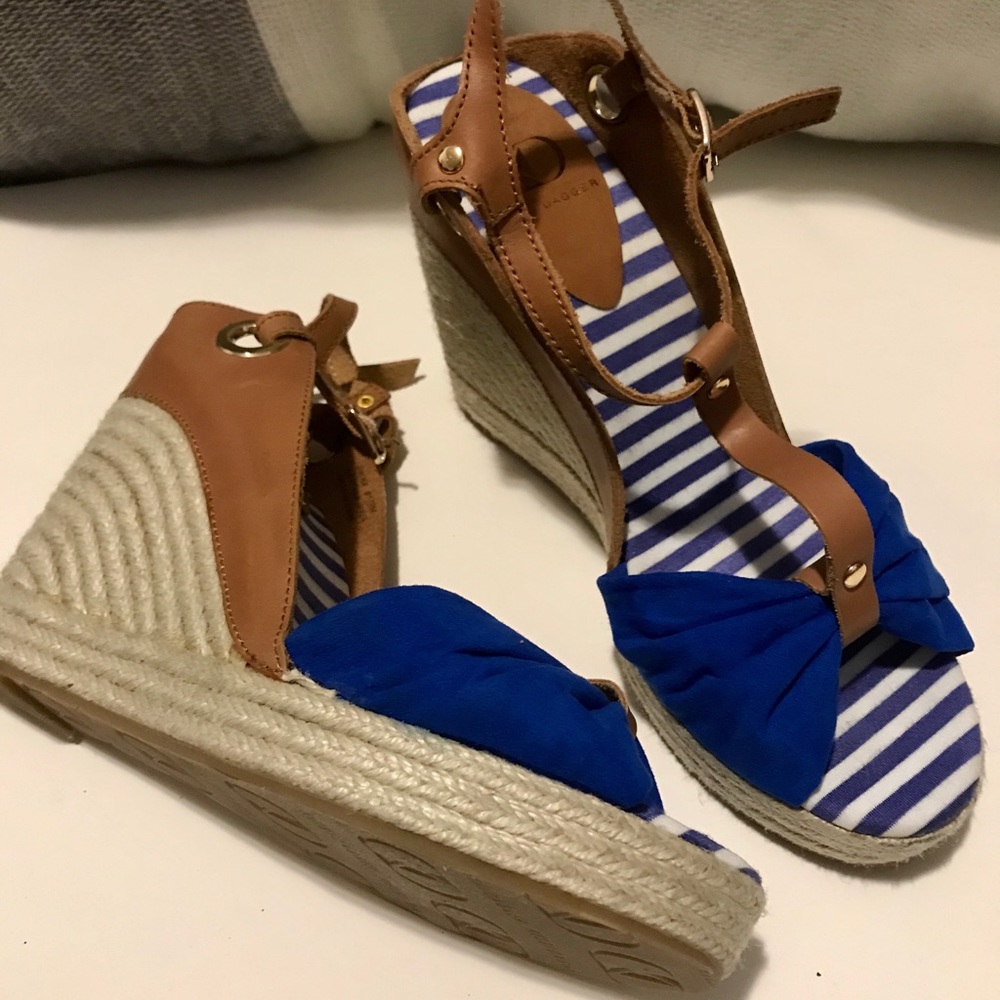 Kelsi Dagger Ricky Leather T Strap Wedge Sandals